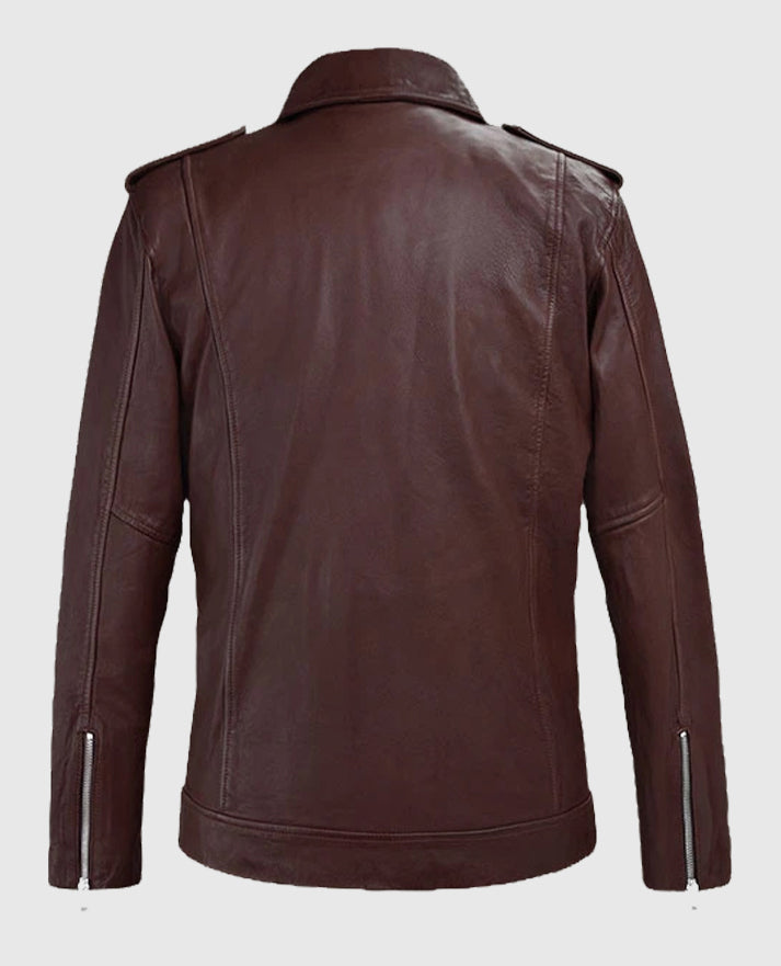Beast Burgundy Biker Leather Jacket for Men