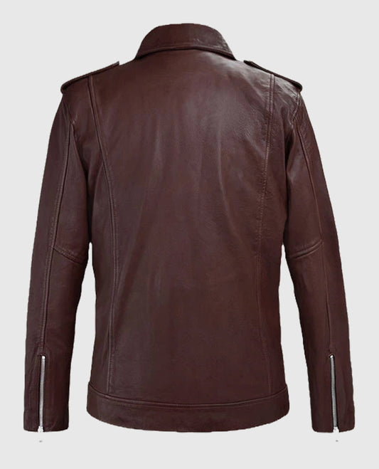 Beast Burgundy Biker Leather Jacket for Men