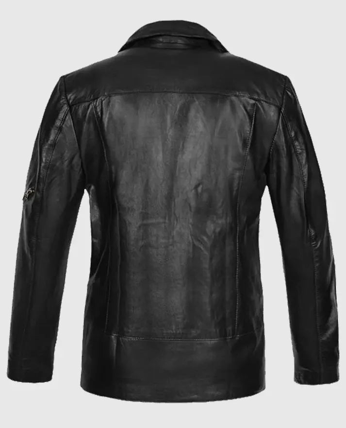 Men's Black Biker Leather Jacket - second image