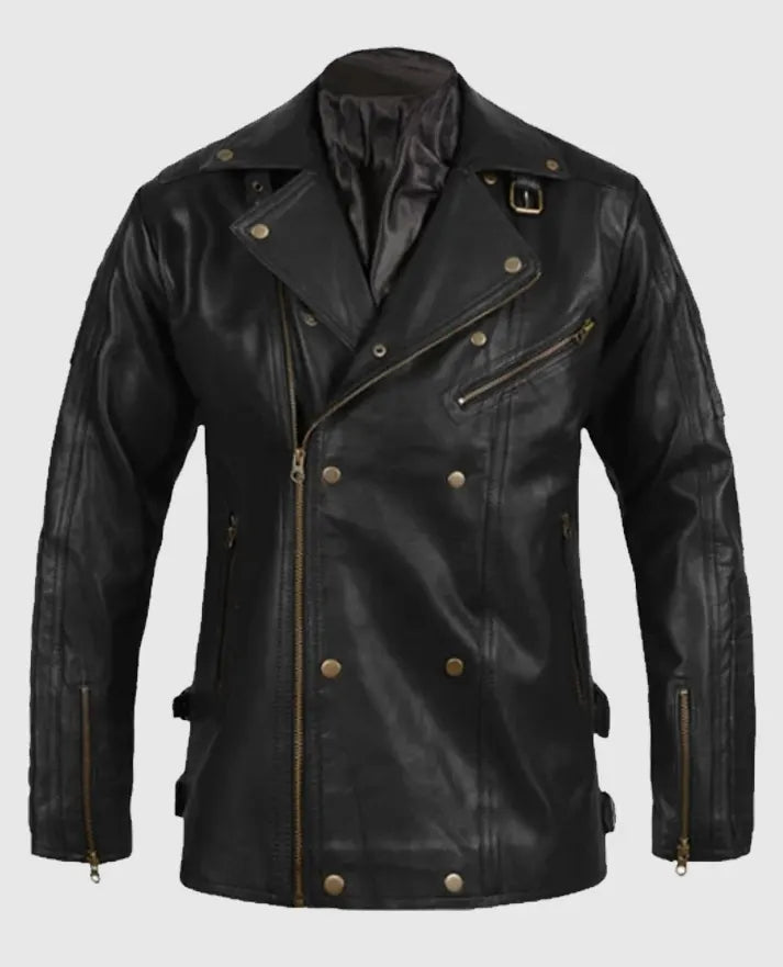 Black Biker Men Leather Jacket 