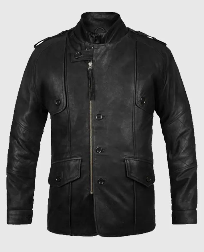 Black Motorcycle leather Jacket for Men