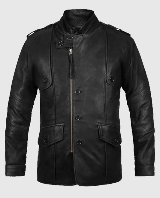 Black Motorcycle leather Jacket for Men