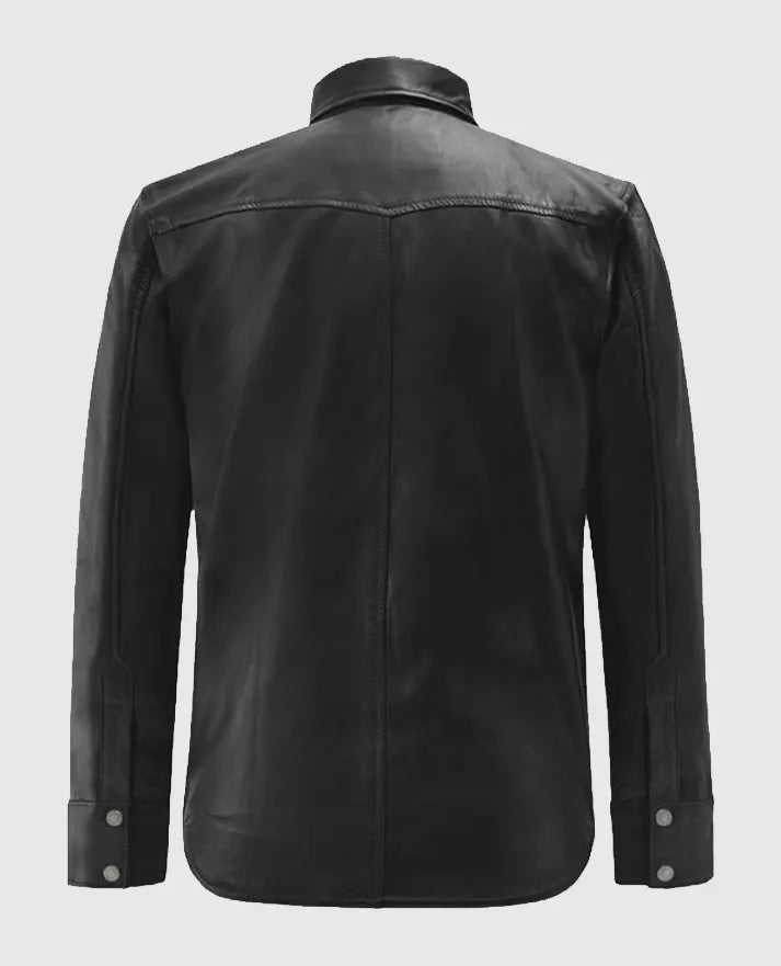 Black Trucker Men Leather Jacket 