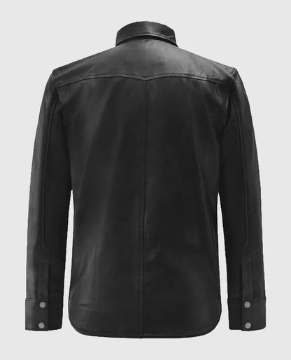 Black Trucker Men Leather Jacket 