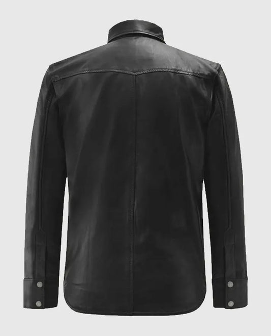Black Trucker Men Leather Jacket 