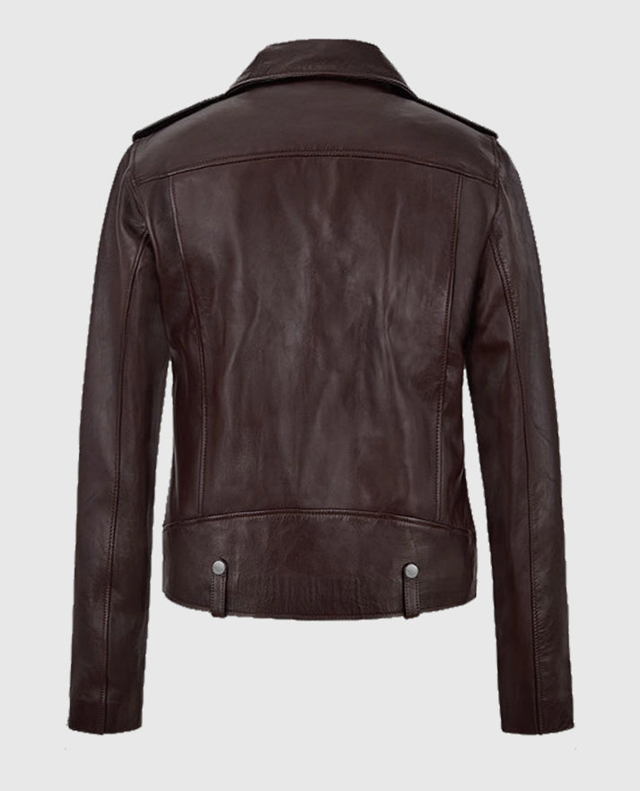 Burgundy Meghan Markle Brown Leather Jacket