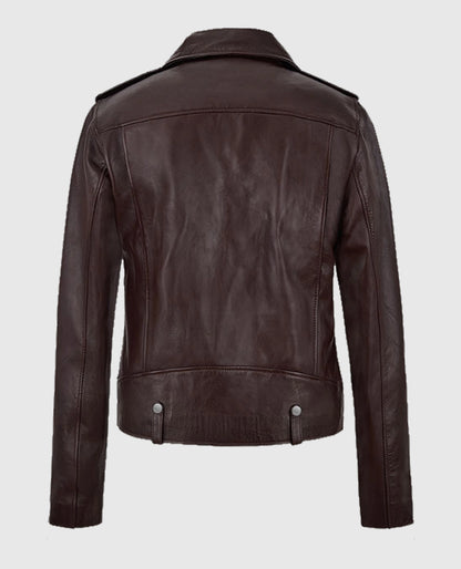 Burgundy Meghan Markle Brown Leather Jacket