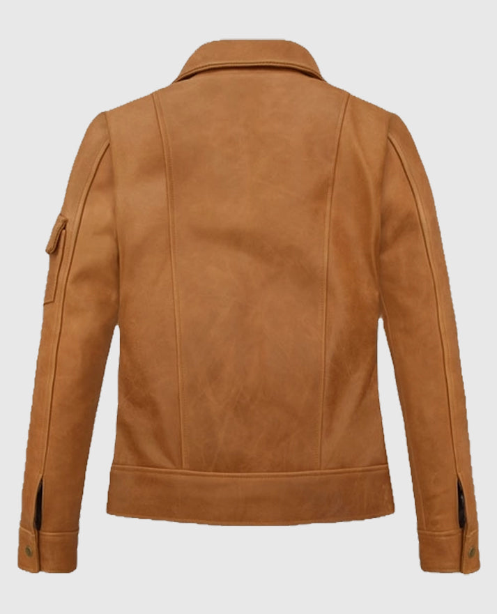Canberra Tan Gigi Hadid Light Brown Leather Jacket