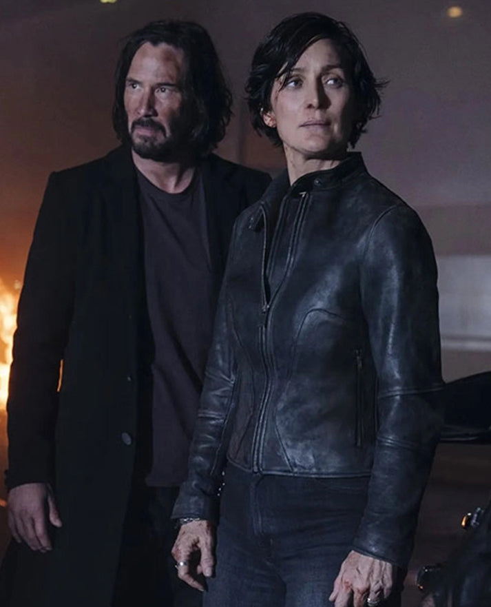 Carrie Anne Moss The Matrix Resurrections Leather Jacket