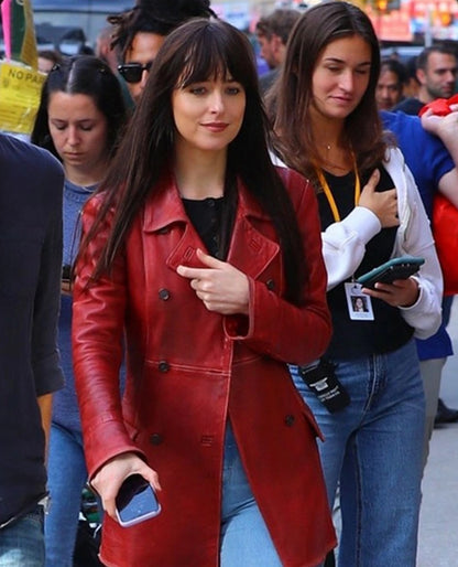 Dakota Johnson Madame Web Leather Trench Coat