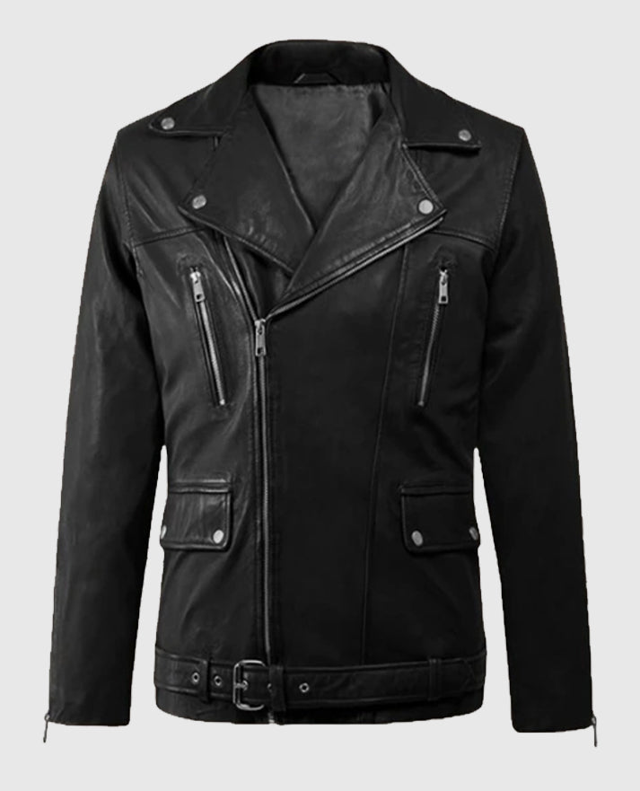 Dauntless Black Biker Leather Jacket for Men