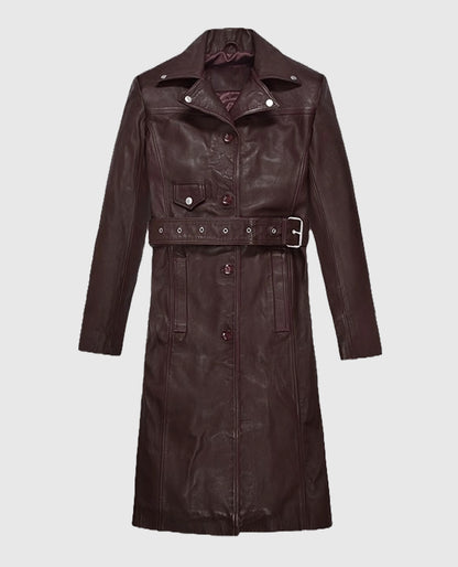 Eiza Gonzalez Leather Brown Trench Coat