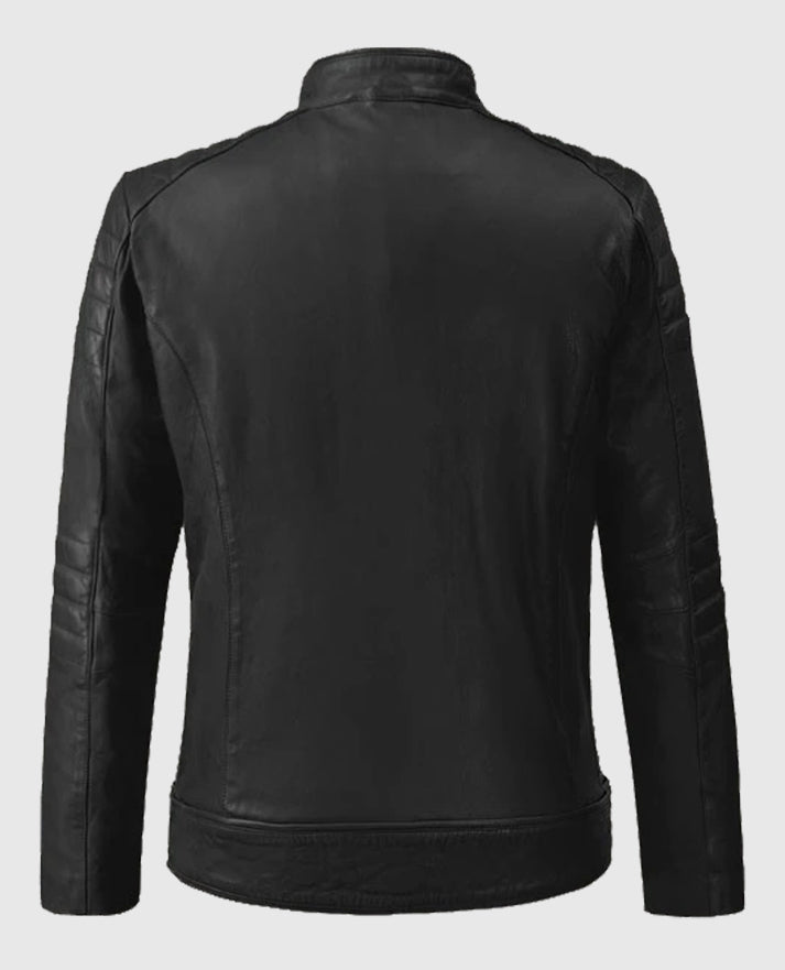 Firefly Moto Black Biker Leather Jacket for Men