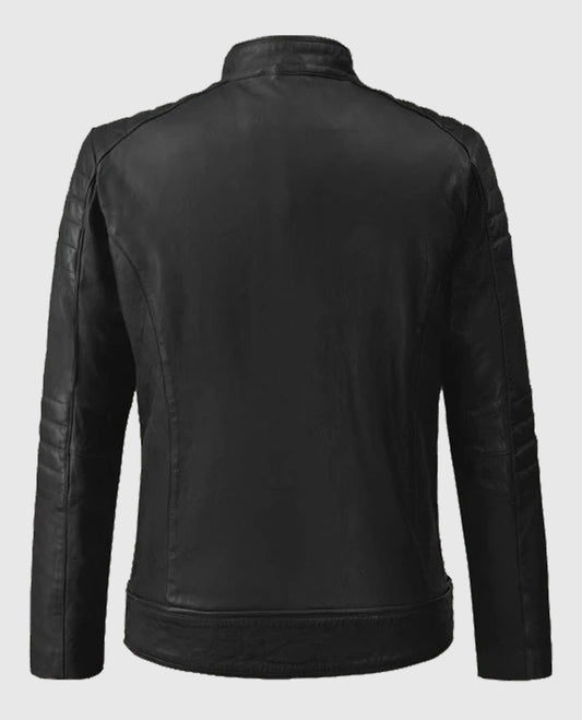 Firefly Moto Black Biker Leather Jacket for Men