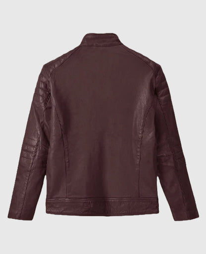 Firefly Moto Burgundy Biker Leather Jacket for Men