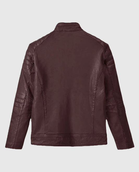 Firefly Moto Burgundy Biker Leather Jacket for Men