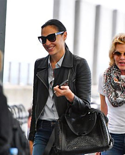 Gal Gadot Black Leather Jacket