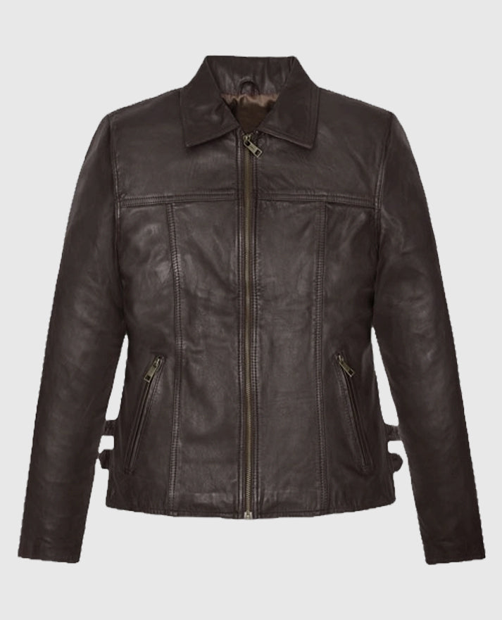 Hailey Baldwin Bieber Leather Gray Jacket