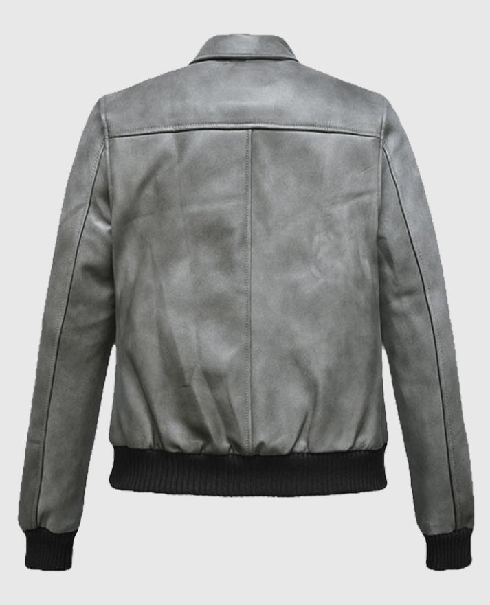 Harbor Gray Kendall Jenner Gray Leather Jacket