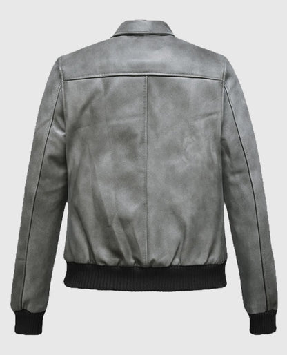 Harbor Gray Kendall Jenner Gray Leather Jacket