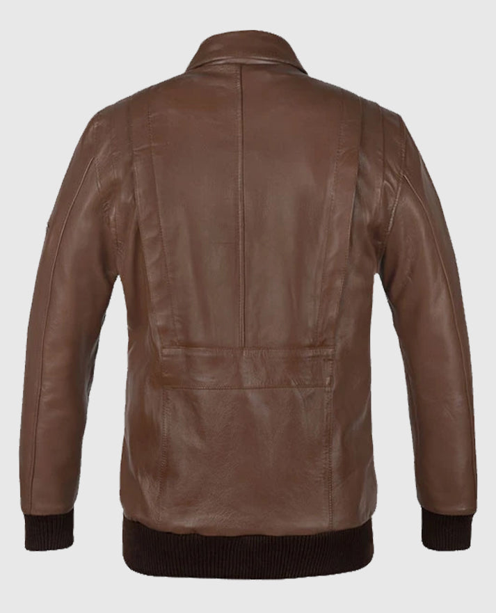 Hunter Bomber Leather Jacket For Men