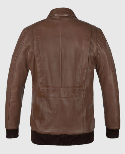 Hunter Bomber Leather Jacket For Men
