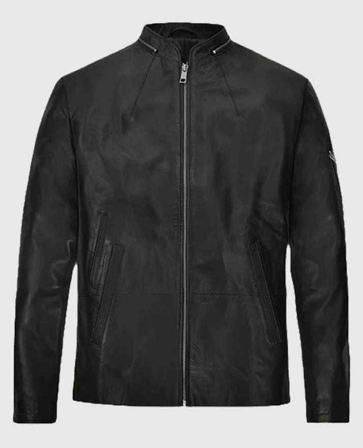 Ian Somerhalder Black Biker Leather Jacket