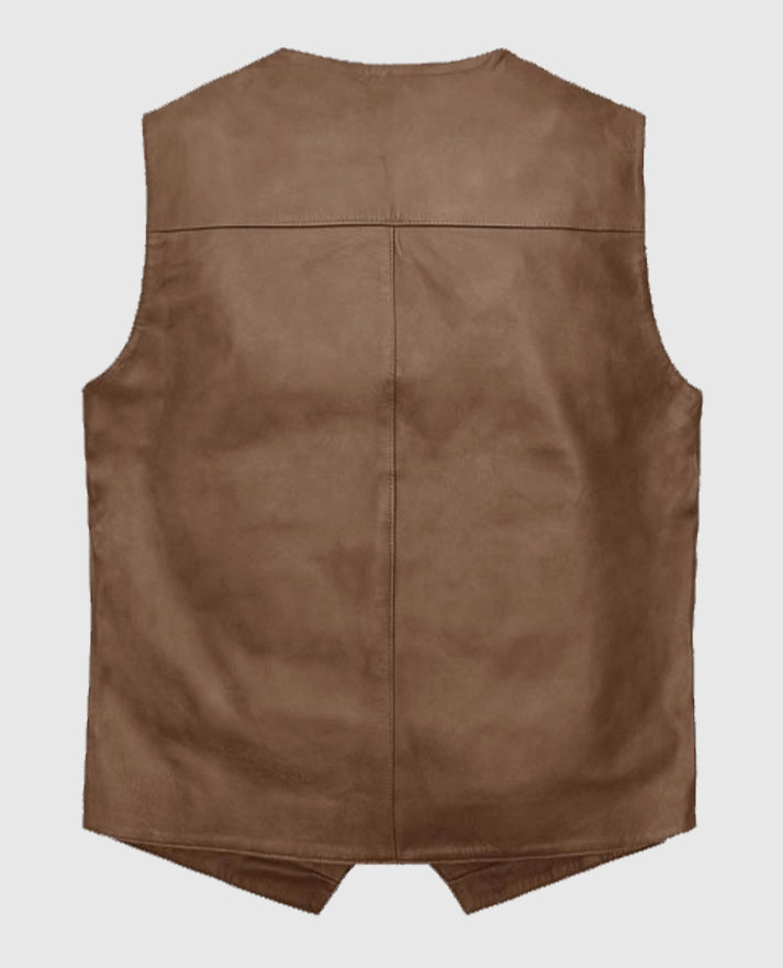 Men's Iron Stride Vintage-Inspired Brown Leather Vest - second image