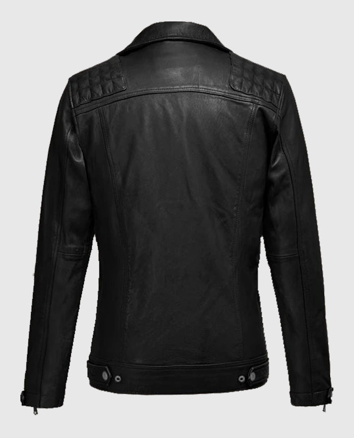 Ironwood Black Biker Leather Jacket for Men