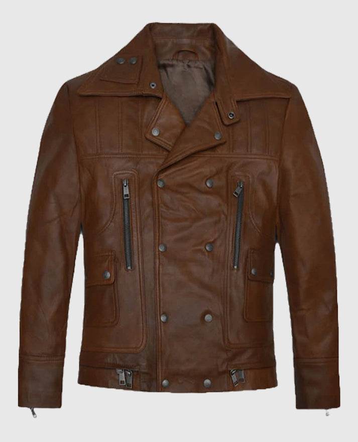James Franco Brown Biker Leather Jacket
