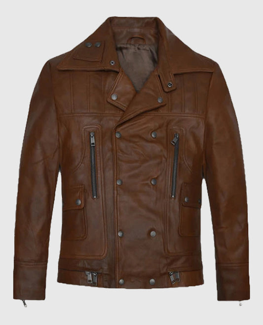 James Franco Brown Biker Leather Jacket