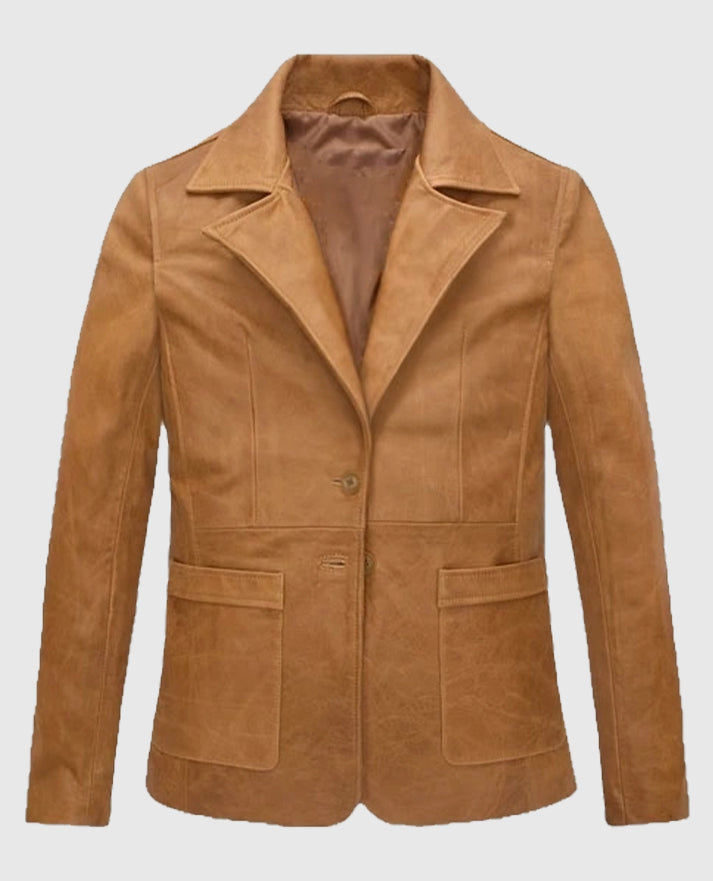 Jennifer Aniston Friends Season 5 Beige Leather Blazer