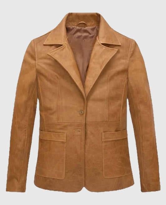 Jennifer Aniston Friends Season 5 Beige Leather Blazer