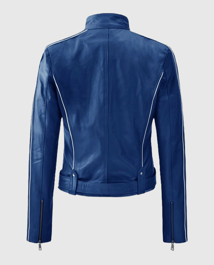 Jennifer Morrison Once Upon a Time Blue Leather Biker Jacket