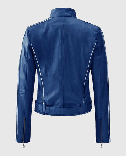 Jennifer Morrison Once Upon a Time Blue Leather Biker Jacket