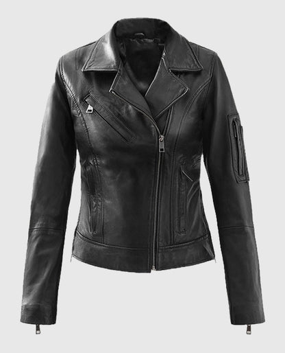 Karen Gillan Black Biker Leather Jacket