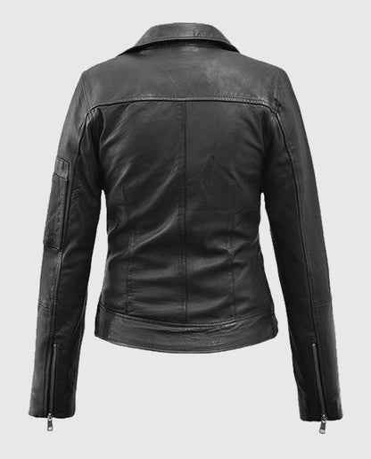 Karen Gillan Black Leather Biker Jacket