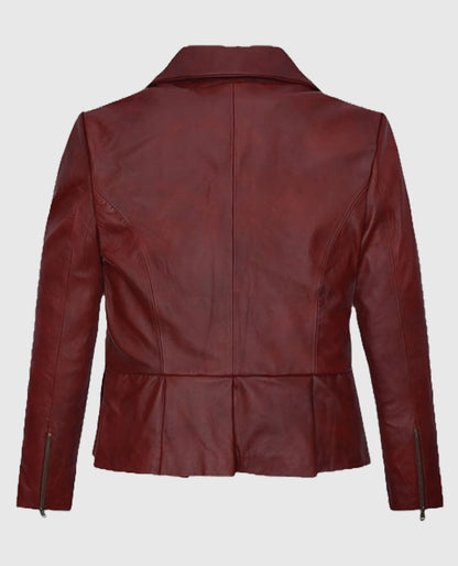 Katherine Heigl Suits Maroon Biker Leather Jacket