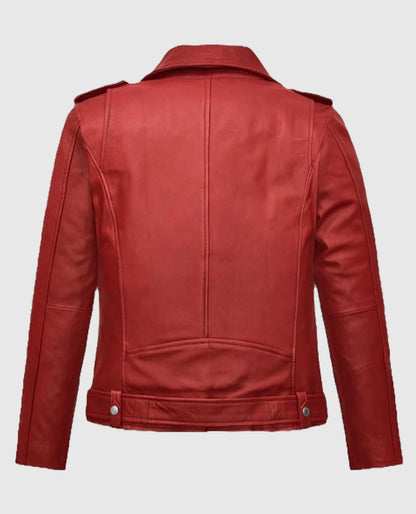 Kathryn Newton Freaky Red Biker Leather Jacket