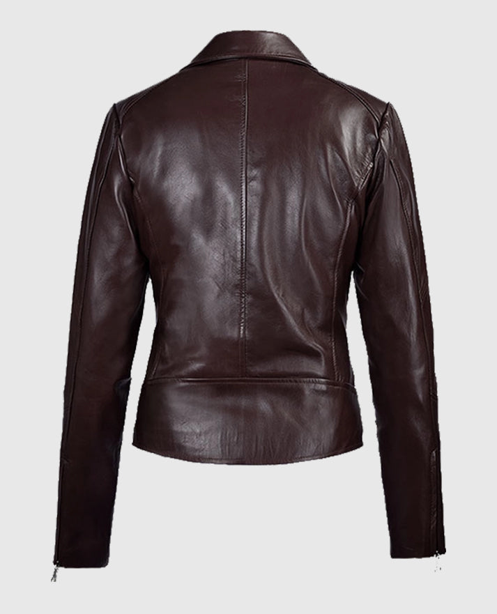 Katie Holmes Brown Biker Leather Jacket