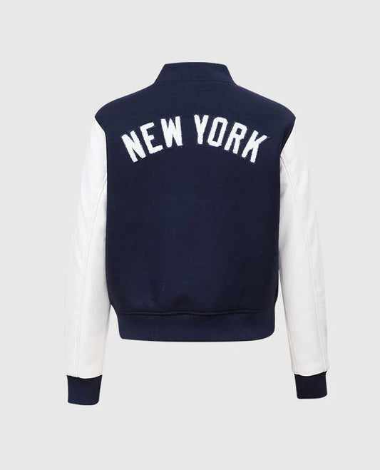 MLB New York Yankees Women's Blue And White Varsity Jacket