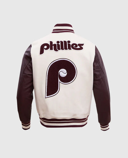 MLB Philadelphia Phillies Men's Rib Wool Letterman Jacket