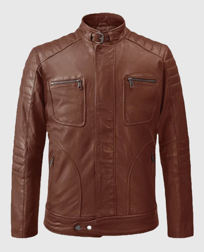 Men's Firefly Moto Tan Biker Leather Jacket
