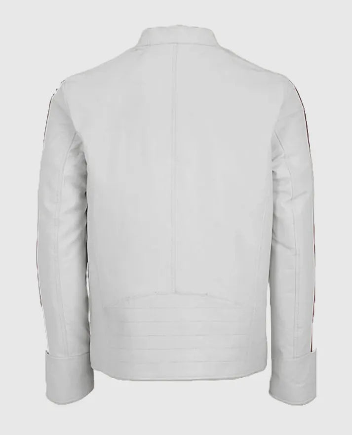Men's Biker Leather White Jacket