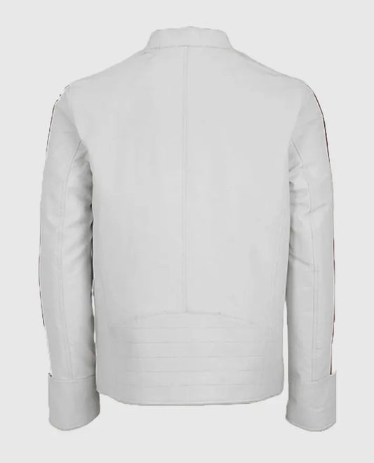 Men's Biker Leather White Jacket
