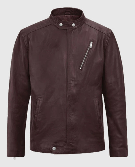 Men's Motorad Burgundy Biker Leather Jacket