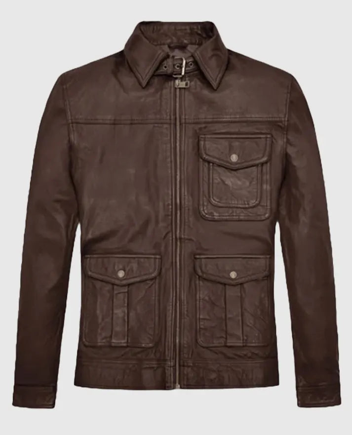 Men's Retro Style Brown Leather Jacket