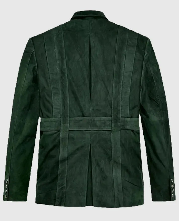 Men's Safari Forest Green Suede Leather Blazer