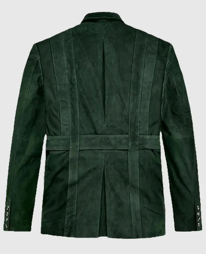 Men's Safari Forest Green Suede Leather Blazer