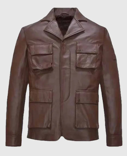 Men's Shirt Style Brown Leather Jacket